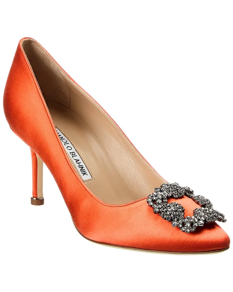 Manolo Blahnik Hangisi 70 Satin Pump Orange