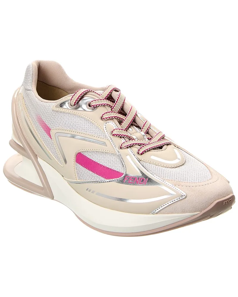 Fendi First 1 Tech Fabric & Leather Sneaker Beige