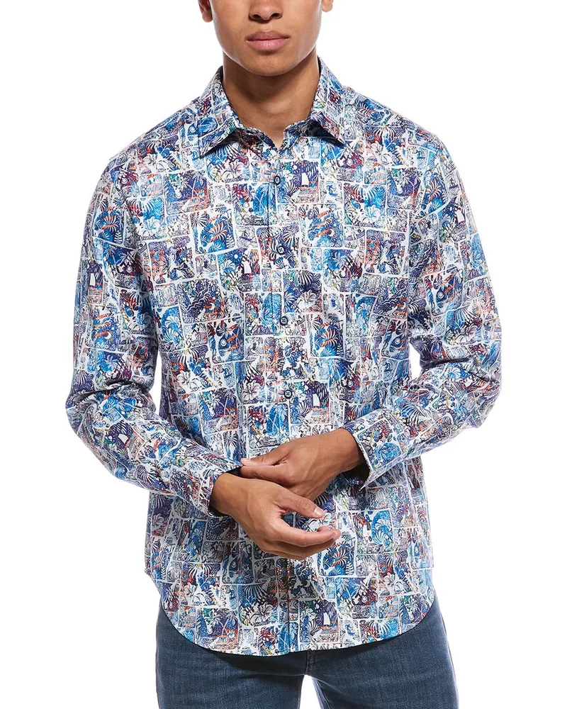 Robert Graham Elbert Classic Fit Woven Shirt Blue