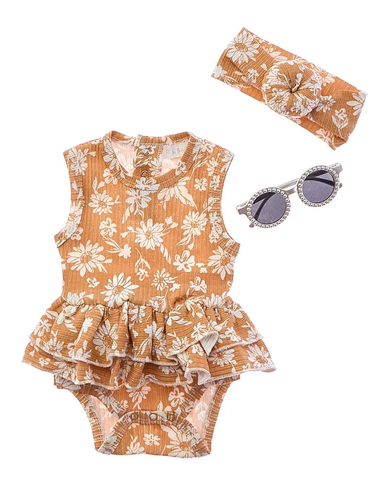 Rachel Zoe 3pc Bubble Romper Set with Sunglasses Nocolor