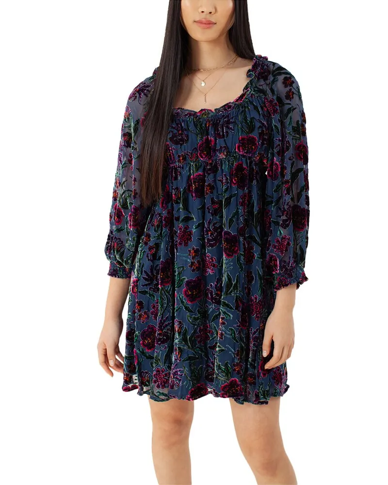Hale Bob Silk-Blend Mini Dress Blue