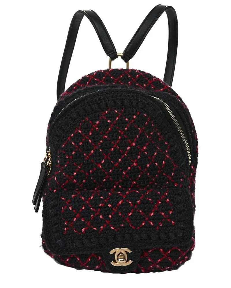 Chanel Black Canvas Knit Backpack (Authentic Pre-Loved Nocolor