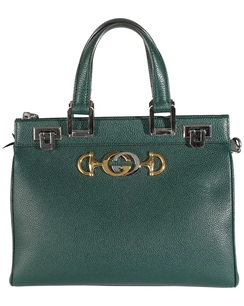 Gucci Green Leather Small Zumi Top Handle Bag (Authentic Pre-Loved Nocolor