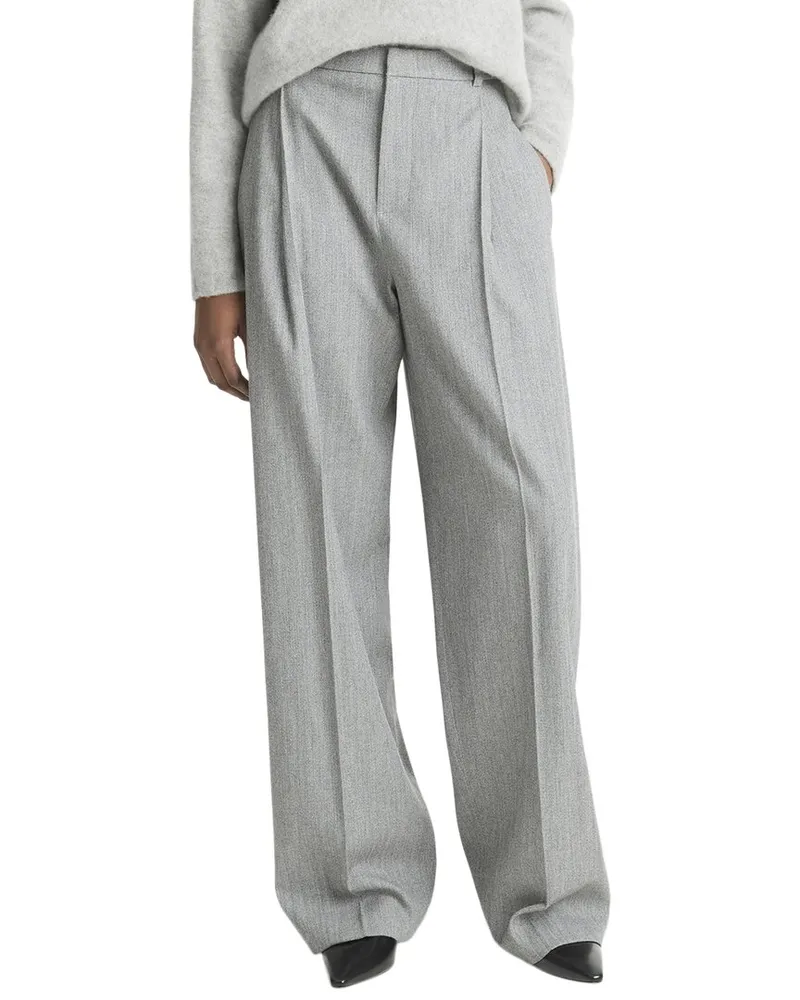 Vince High Waist Wool-Blend Twill Trouser Grey