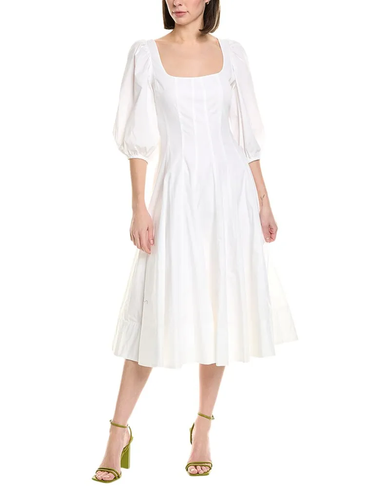 STAUD Swells Midi Dress White
