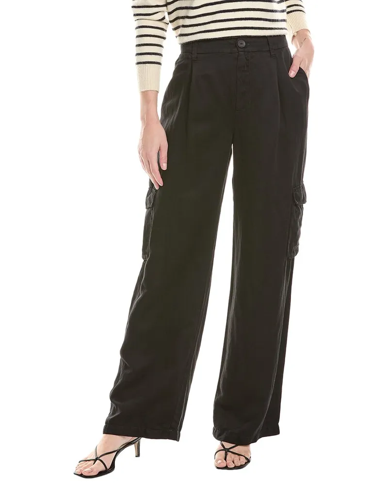Bella Dahl Pleated Wide Leg Linen-Blend Pant Black