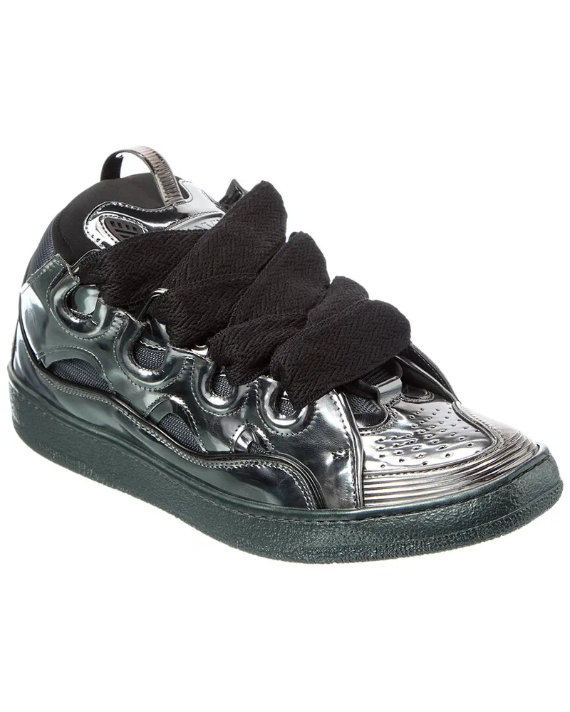 Lanvin Basses Curb XL Leather Sneaker Silver