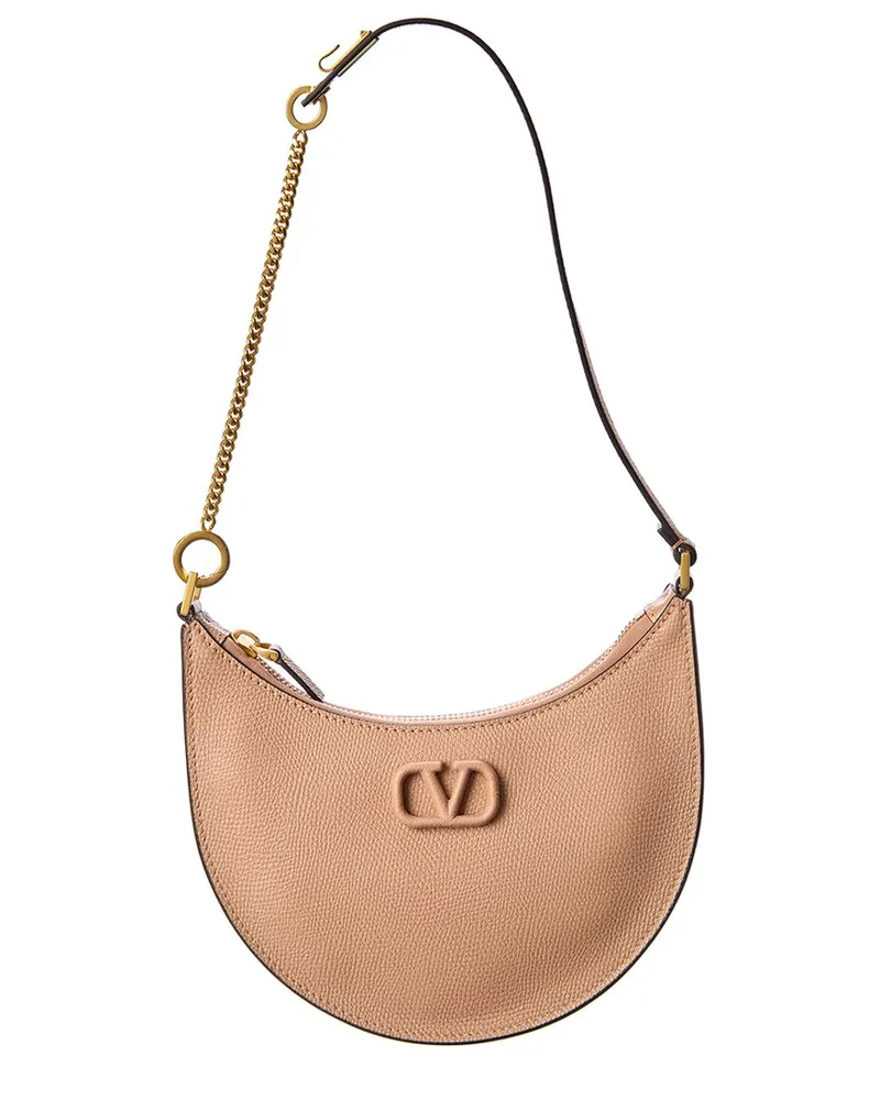 Valentino Garavani VLogo Grainy Leather Shoulder Bag Pink