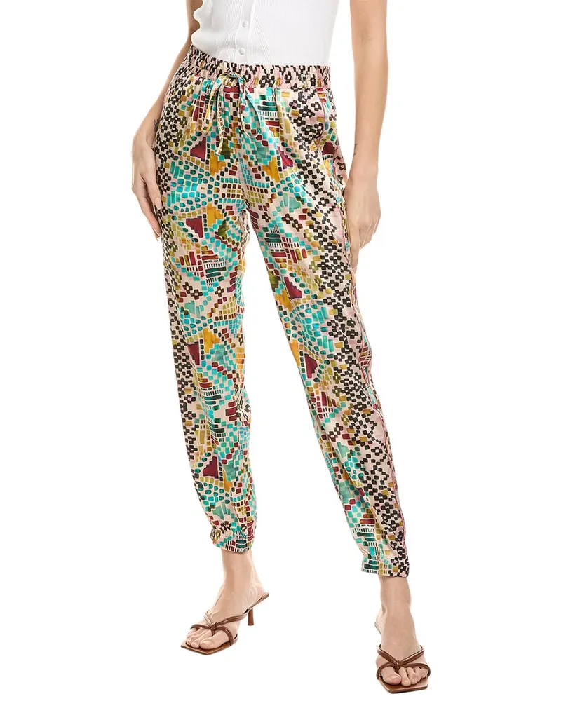 Johnny Was Genora Paneled Silk-Blend Jogger Pant Nocolor