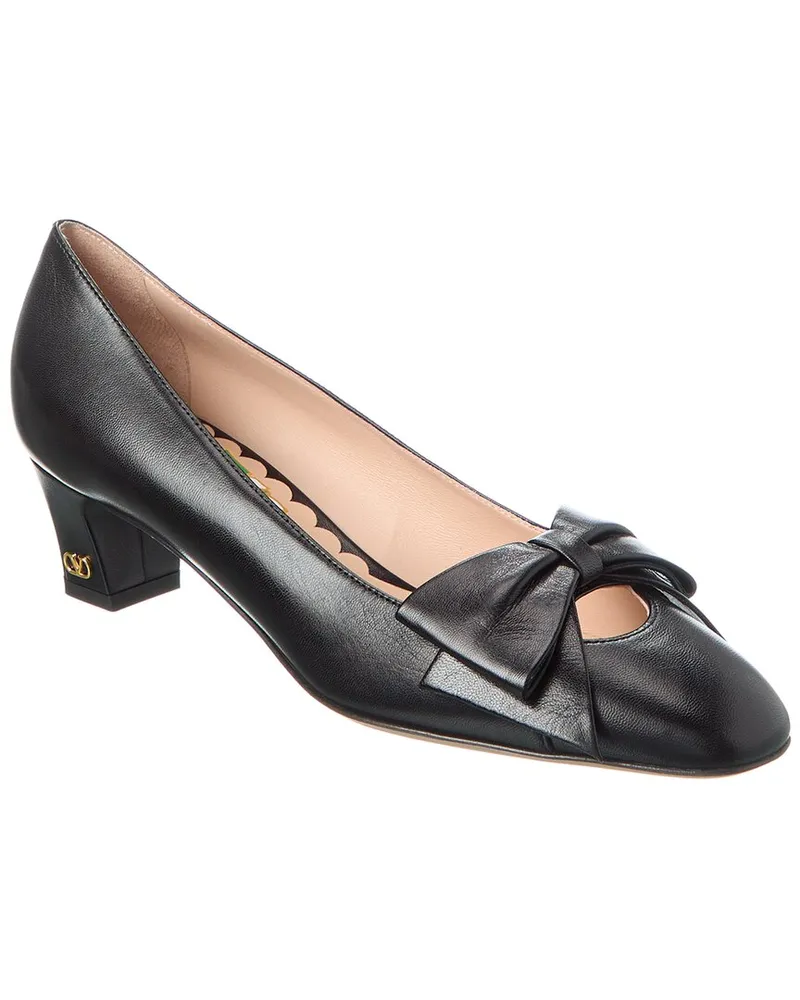 Valentino Garavani Bow 45 Leather Pump Black