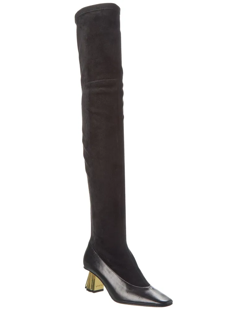 Lanvin M&E Suede Over-The-Knee Boot Black