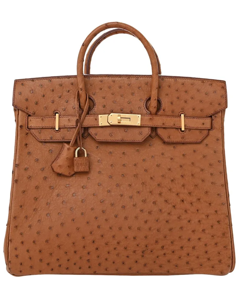 Hermès Gold Ostrich HAC Birkin 32 (Authentic Pre-Loved Nocolor