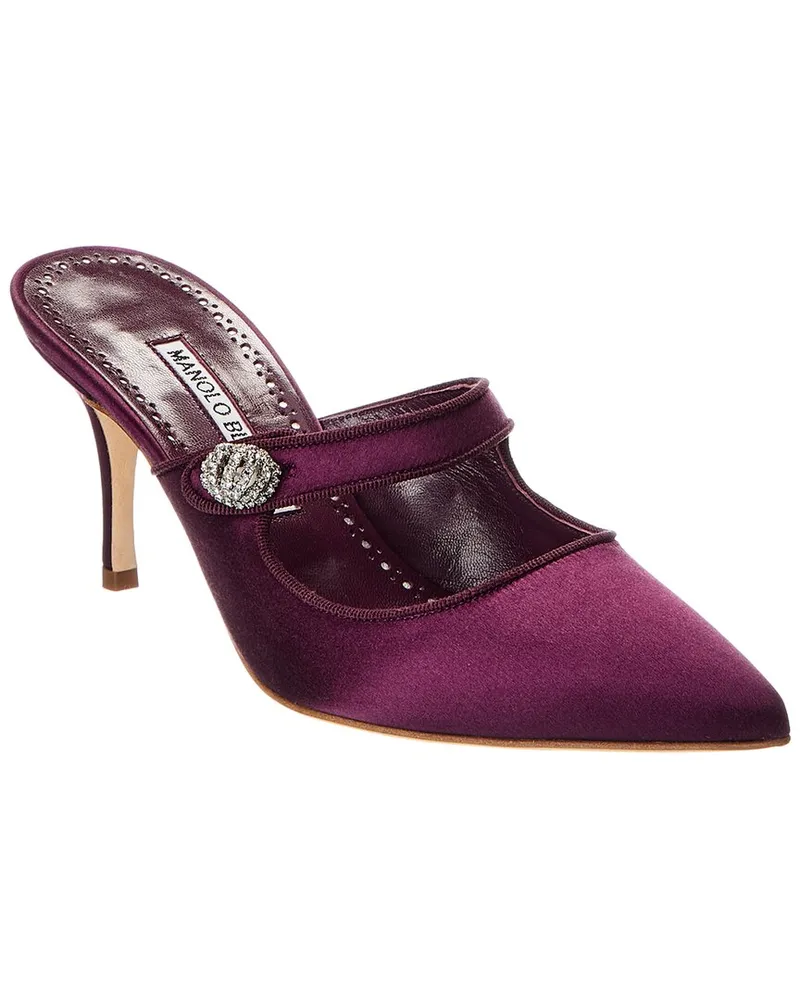 Manolo Blahnik Camparimu Jewel 70 Satin Mule Purple