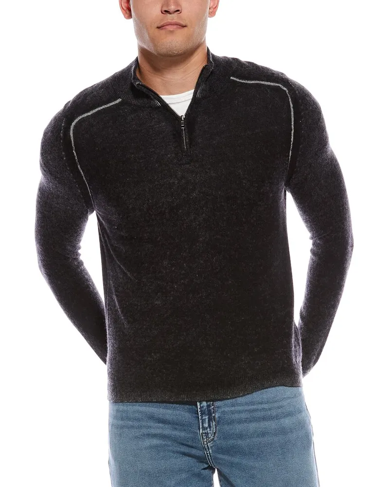 Autumn Cashmere Inked 1/4-Zip Cashmere Pullover Black
