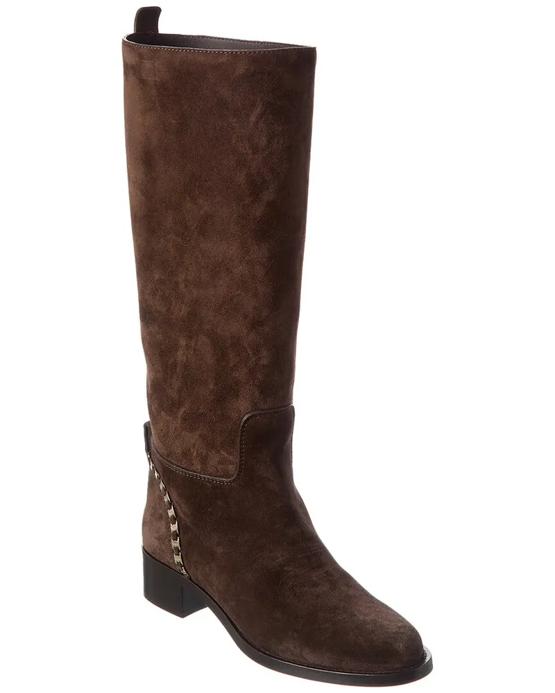 Ferragamo Tawnie Suede Knee-High Boots Brown