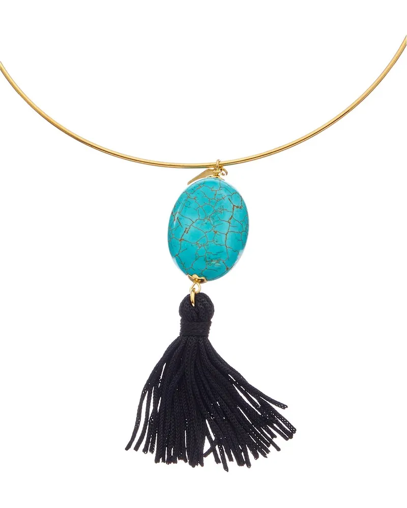 Kenneth Jay Lane Plated Turquoise Wire Necklace Nocolor