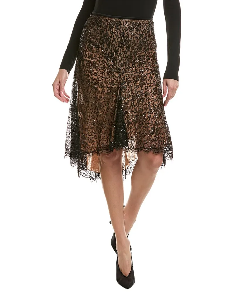 Michael Kors Silk-Blend Lace Dance Skirt Black