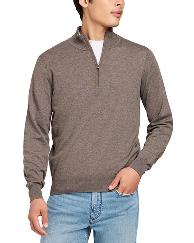 Faherty Movement Quarter Zip Sweater Brown