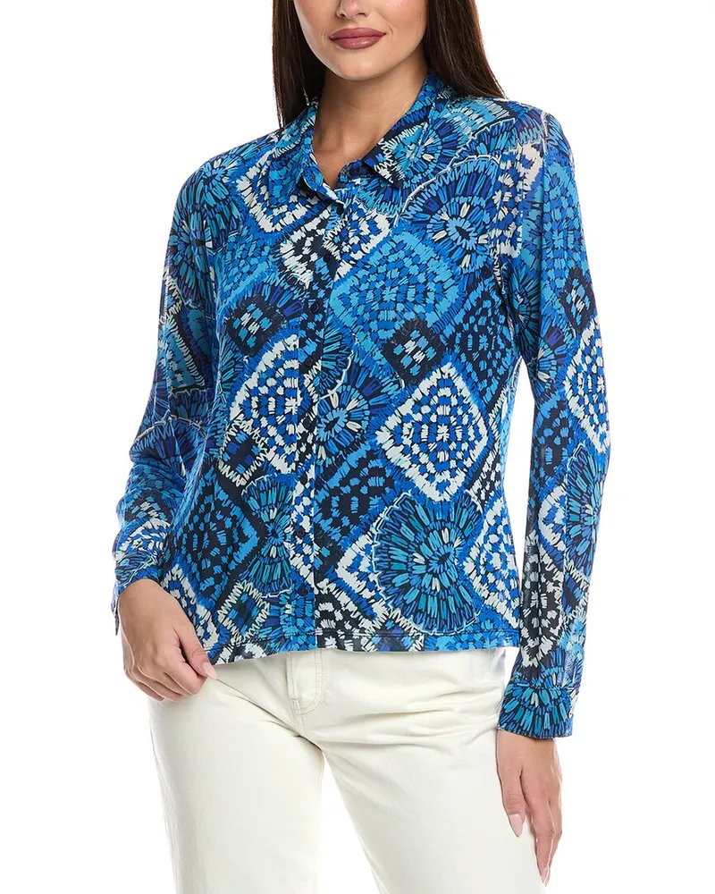 Johnny Was Devin Mesh Shirt Blue