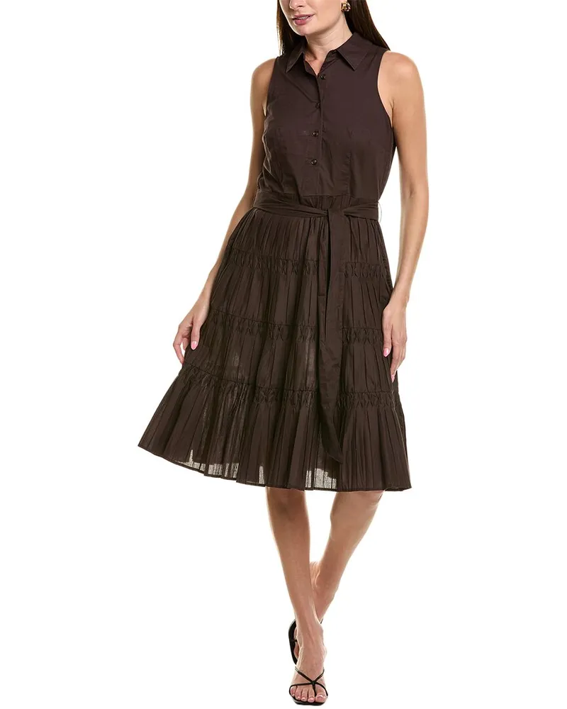 Anne Klein Diamond Smock Shirtdress Brown