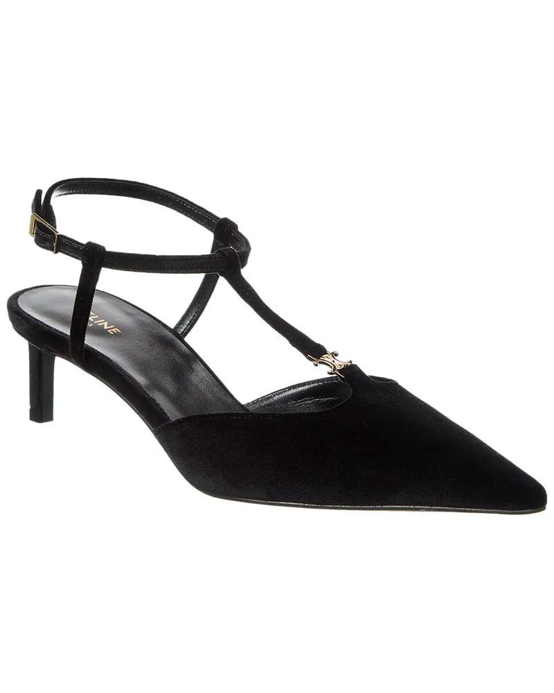 Celine T-Bar Velvet Pump Black