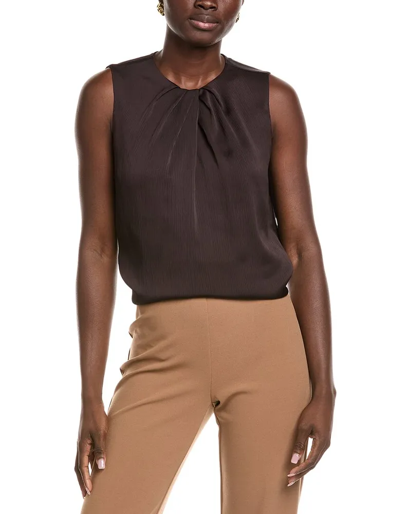 Anne Klein Textured Satin Top Brown