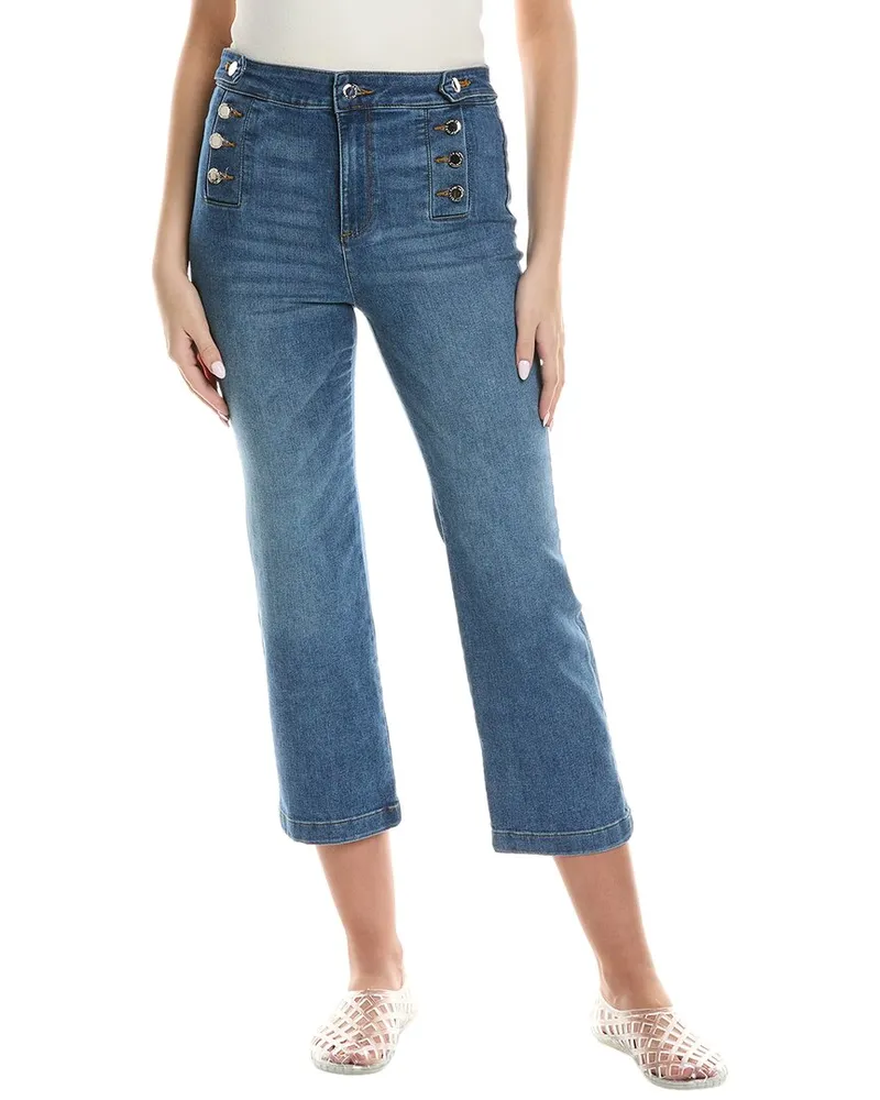 Karl Lagerfeld Sailor Button Cropped Straight Jean Blue