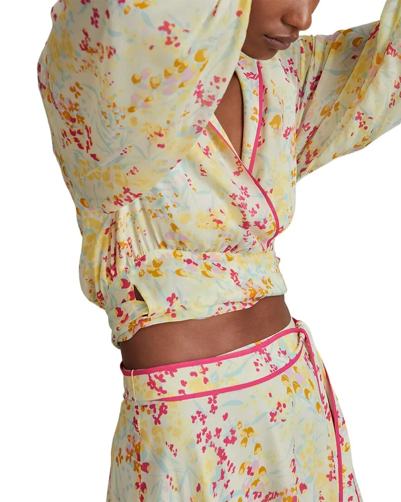Reiss Lyla Buttercup Printed Blouse Pink