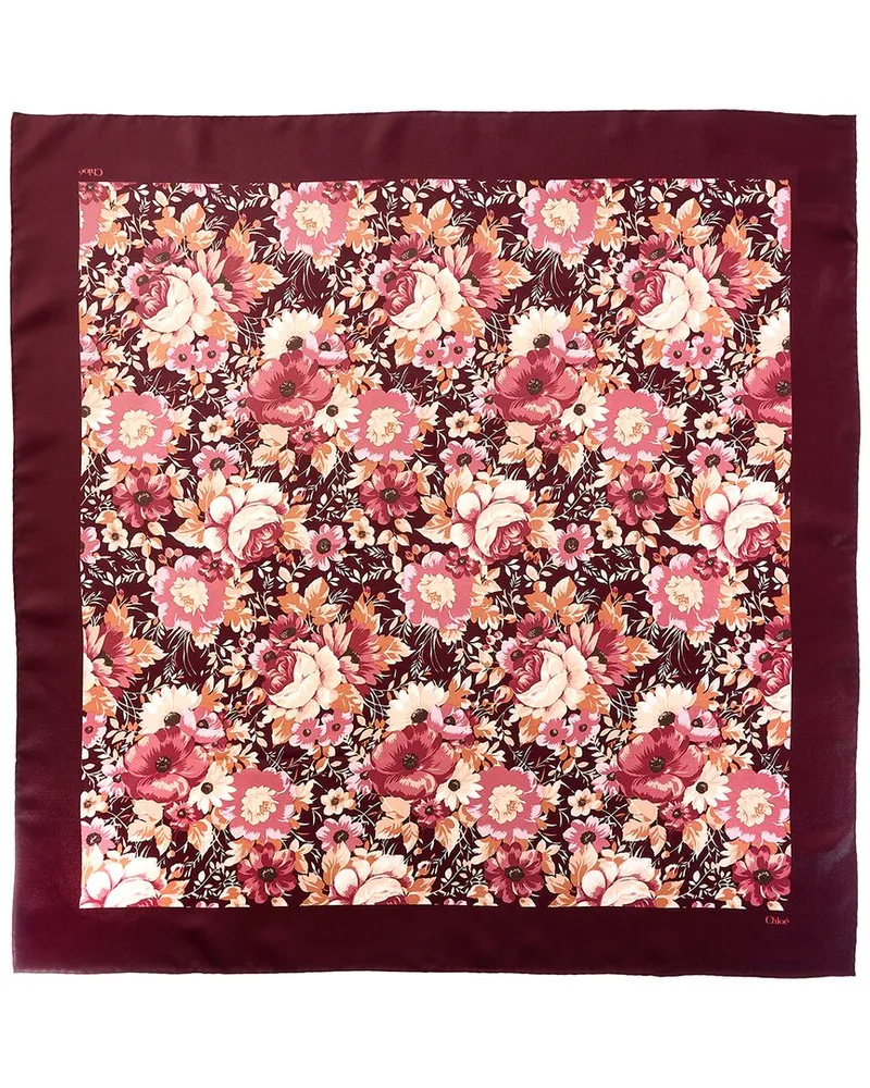 Chloé The Chloé Roses Square Silk Twill Scarf Pink