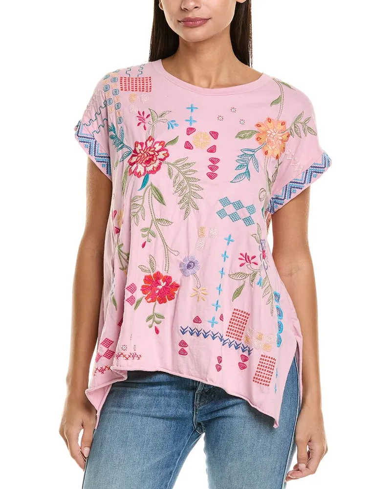 Johnny Was Katie Relaxed Drape T-Shirt Pink