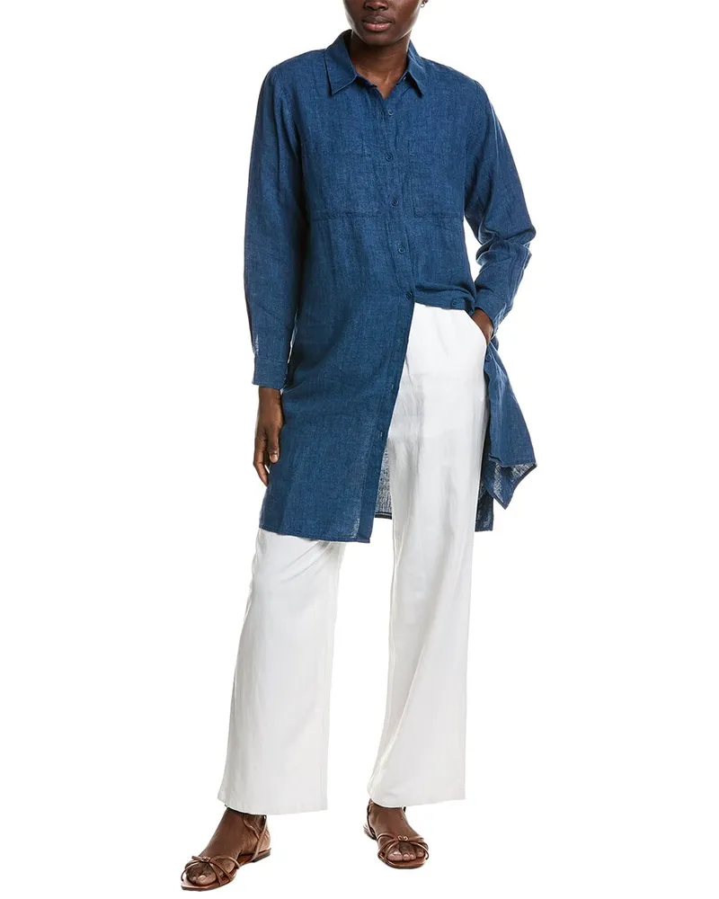 Eileen Fisher Petite Classic Collar Linen Shirt Nocolor
