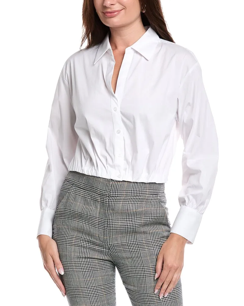 Kenneth Cole Collared Crop Shirt White