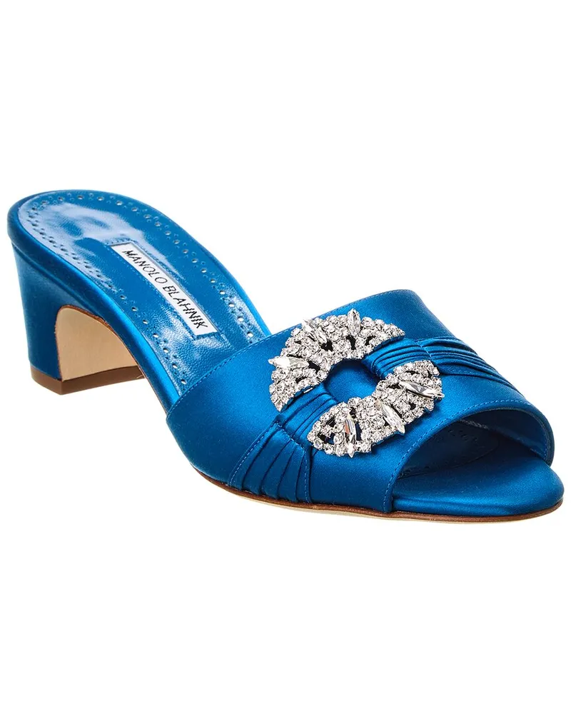 Manolo Blahnik Prinap 50 Satin Sandal Blue