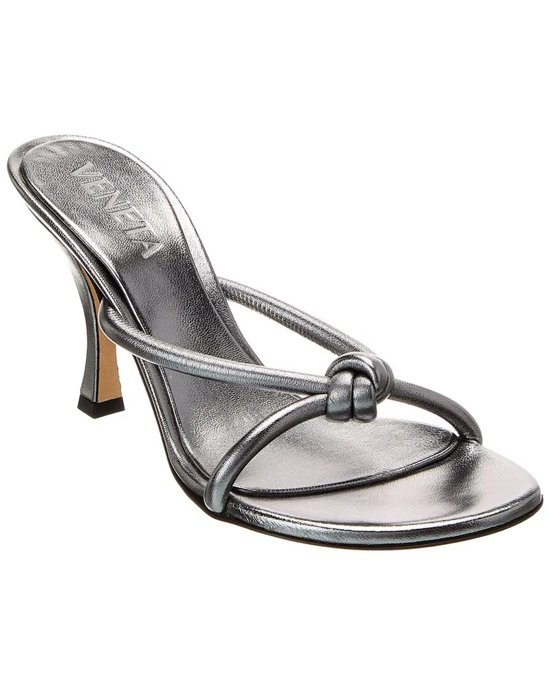 Bottega Veneta Blink Leather Mule Silver