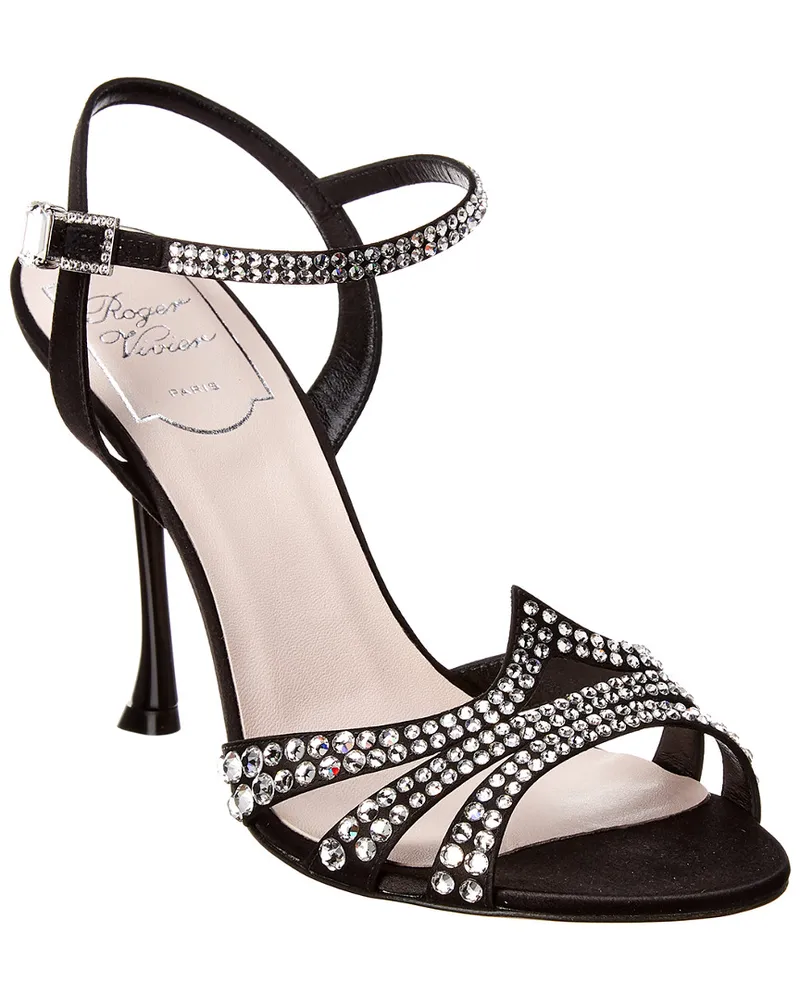 Roger Vivier Viv Bling Strass Satin Sandal Black