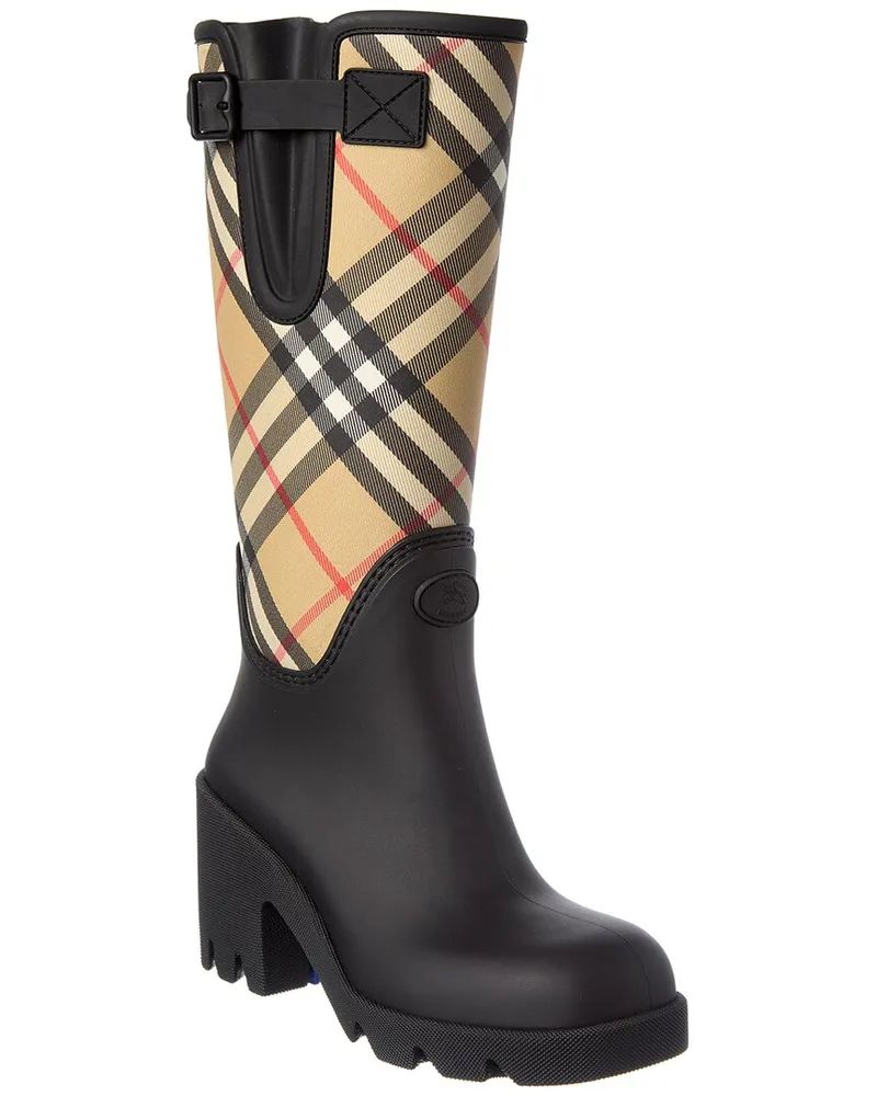 Burberry Check Rubber Boot Black
