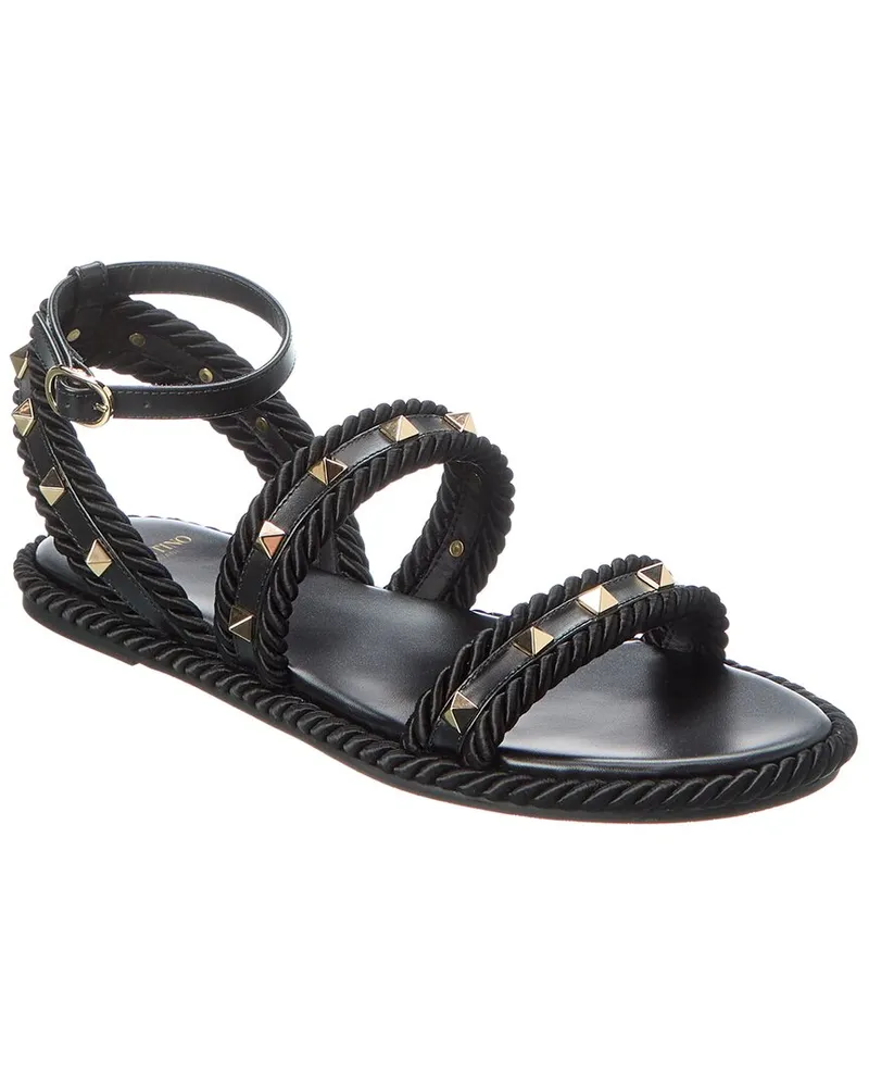 Valentino Garavani Rockstud Leather Sandal Black