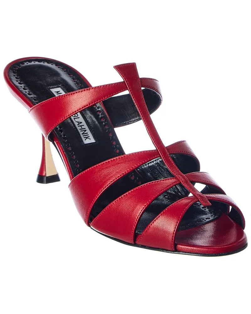 Manolo Blahnik Nooramu 70 Leather Sandal Red
