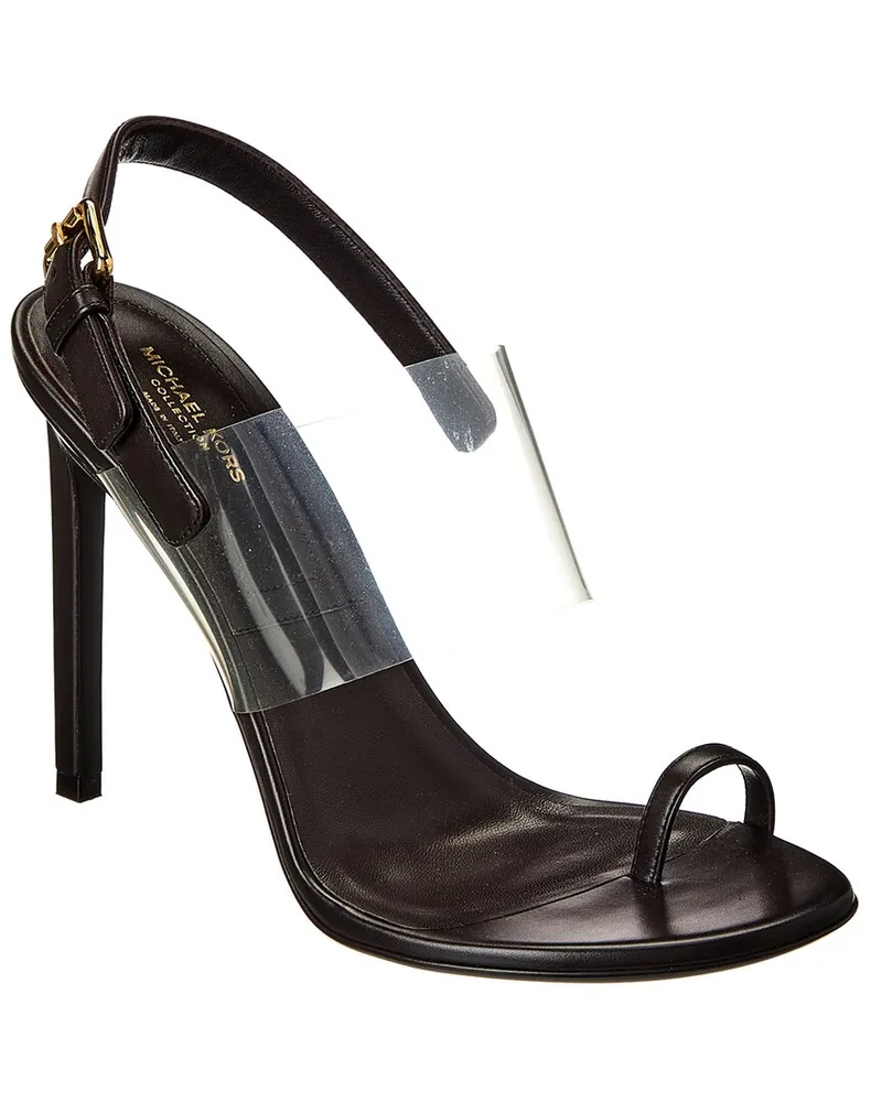 Michael Kors Catherine Leather & Vinyl Sandal Brown