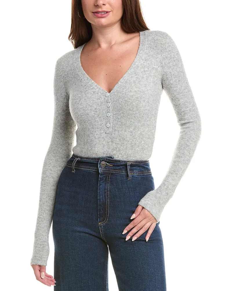 SER.O.YA Elena Wool-Blend Bodysuit Gray