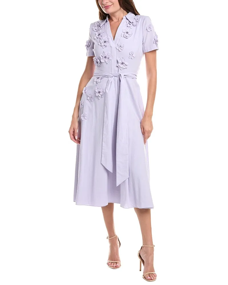Badgley Mischka 3D Floral Midi Dress Purple