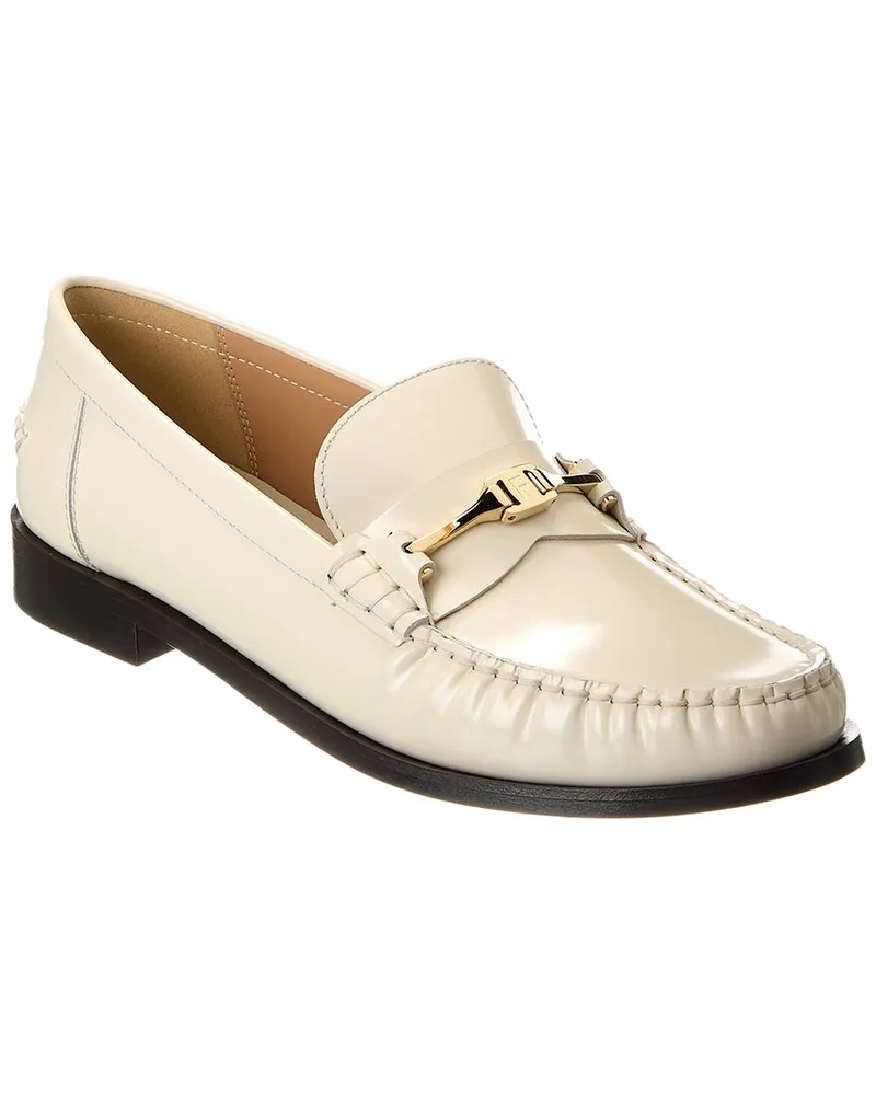 Ferragamo New Vara Chain Leather Loafer White