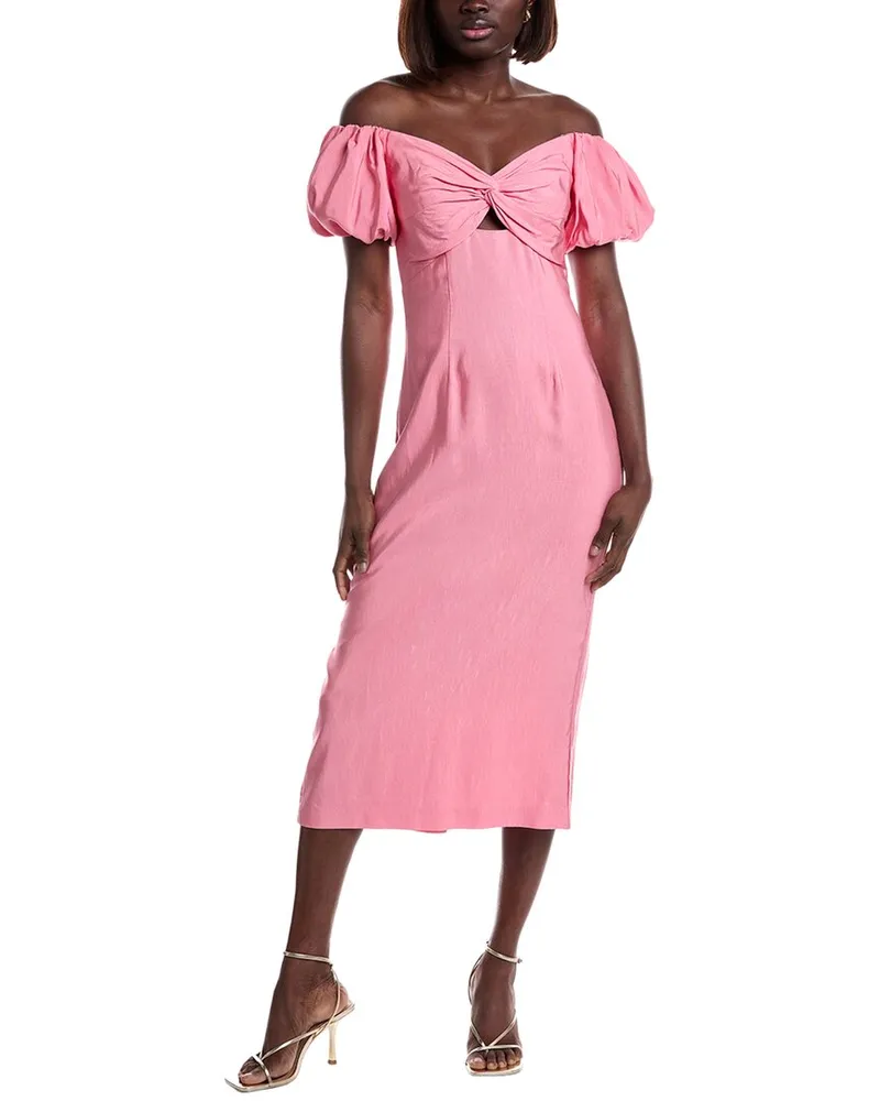 Monique Lhuillier Off-Shoulder Midi Dress Nocolor