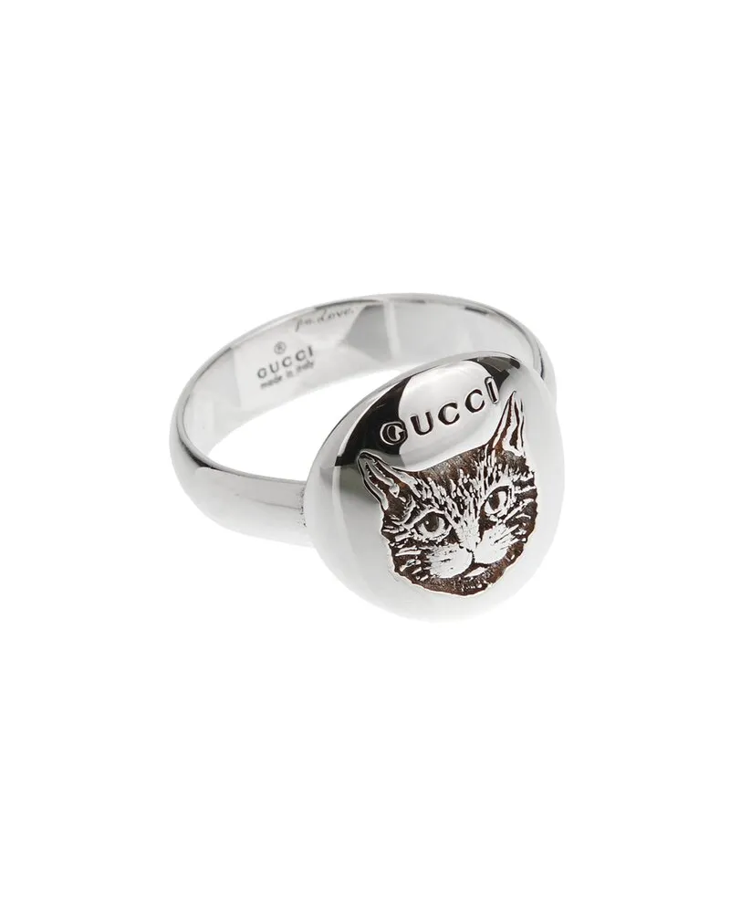 Gucci Silver Blind for Love Feline Ring Nocolor
