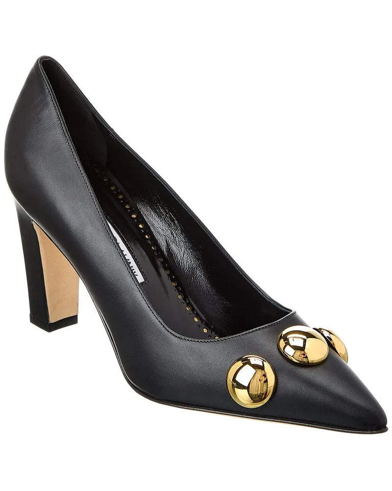 Manolo Blahnik Chappa 90 Leather Pump Black