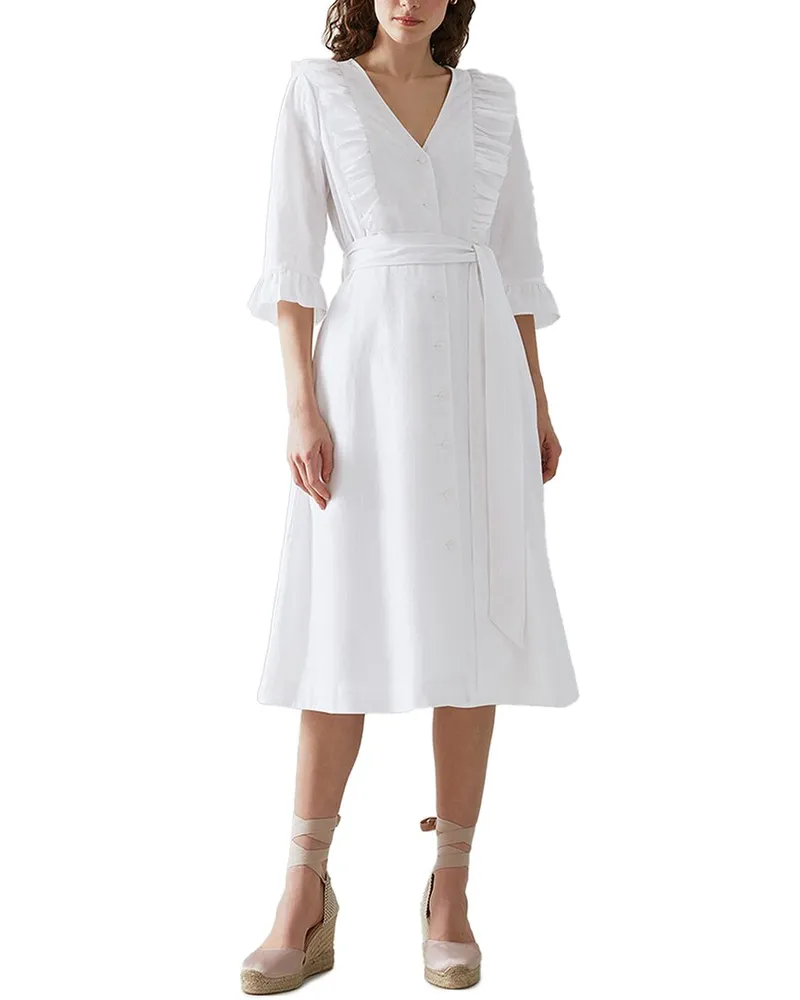 L.K.Bennett  Anya Linen Dress White