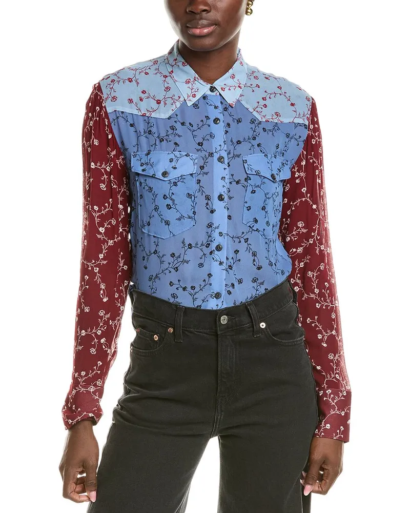 Rag & Bone Wyatt Patchwork Shirt Blue