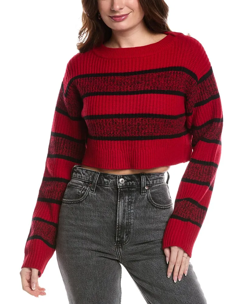 RE/DONE Crop Boatneck Wool Pullover Red