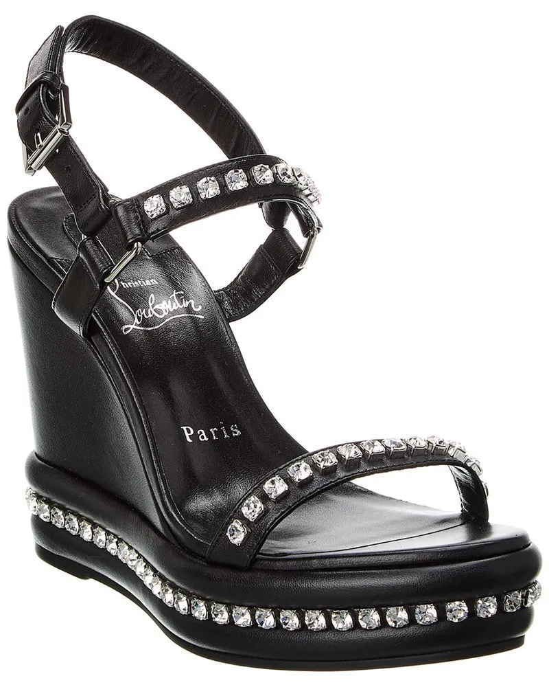 Christian Louboutin Pyrastrass 110 Leather Wedge Sandal Black