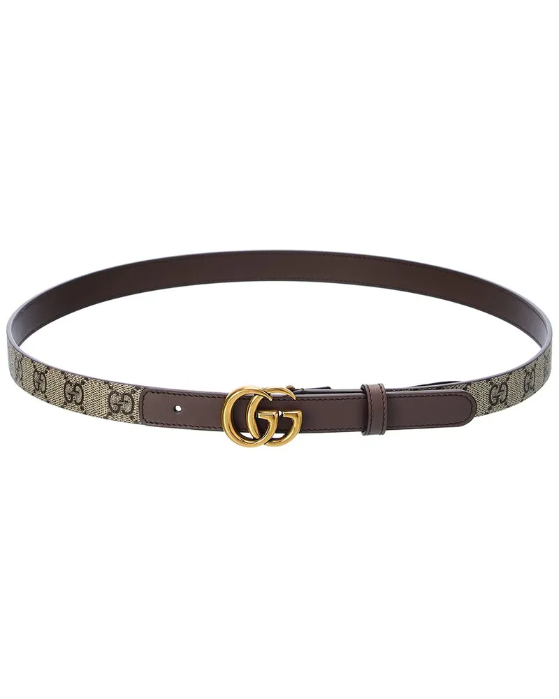 Gucci Double G Thin GG Supreme Canvas & Leather Belt Nocolor